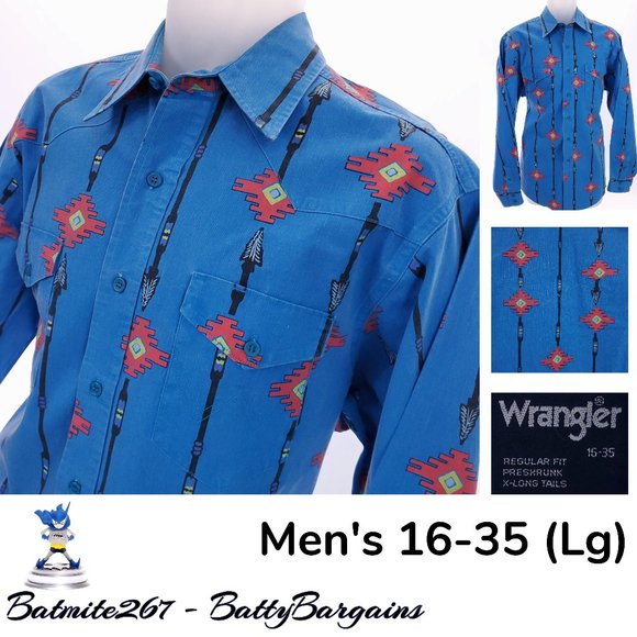 Wrangler Other - VTG WRANGLER Aztec Arrows Mens 16-35 Shirt 80s 90s